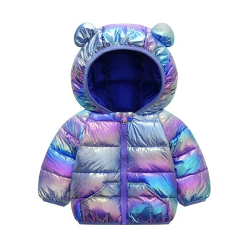 

Children's cartoon down jacket winter girls boys fashion color cotton jacket hooded jacket cute bear cotton jacket baby clothes