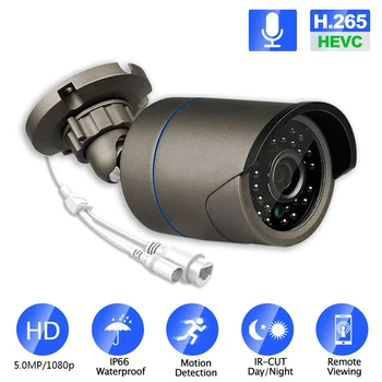 

IP camera 5mp Waterproof Outdoor IRCut Night Vision Security Network Onvif IP 48V POE H265 Audio Camera Support IOS/Andriod View