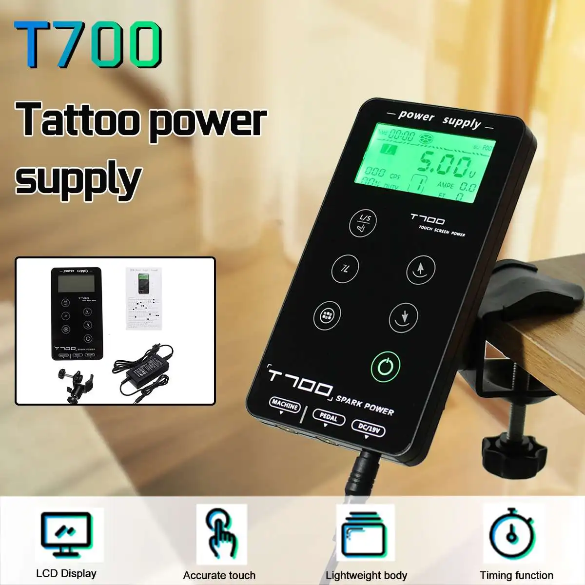 

T-700 Tattoo Power-Supply Touch Screen Universal-Intelligent Digital LCD Makeup Dual Tattoo Power-Supplie Set For Tattoo Machine
