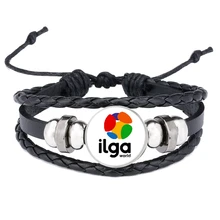 32 стиля Gay Pride стеклянный браслет с пряжкой, браслет с радужным флагом, гей браслеты ручной работы, сделай сам, плетение из бисера, черная кожа, LGBT ювелирные изделия