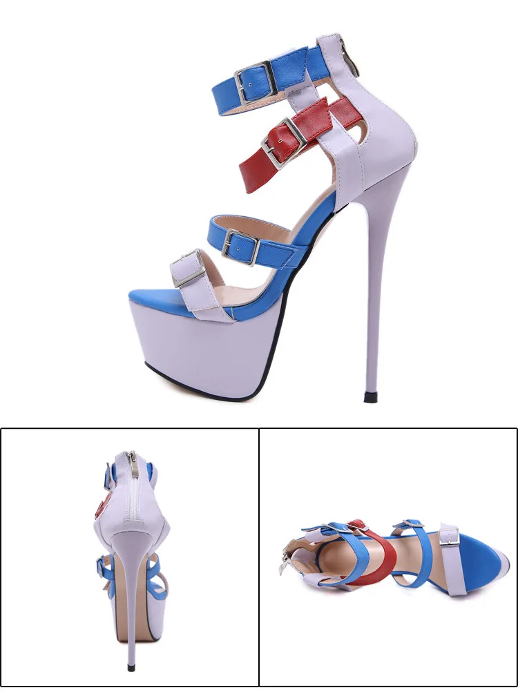 LTARTA 17.6cm Platfrom Spring New Spell Color Sandals Fine High Heels Waterproof Stage Nightclub High-Heel Sandals JXQ