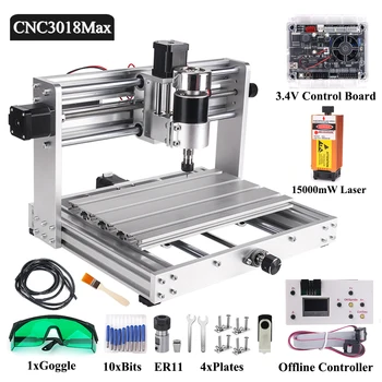 

DIY CNC 3018 MAX Mini CNC Router Laser Engraving Machine with 200W Spindle Offline Controller 1000mW 2500mW 5500mW 7W 10W 15W Mo