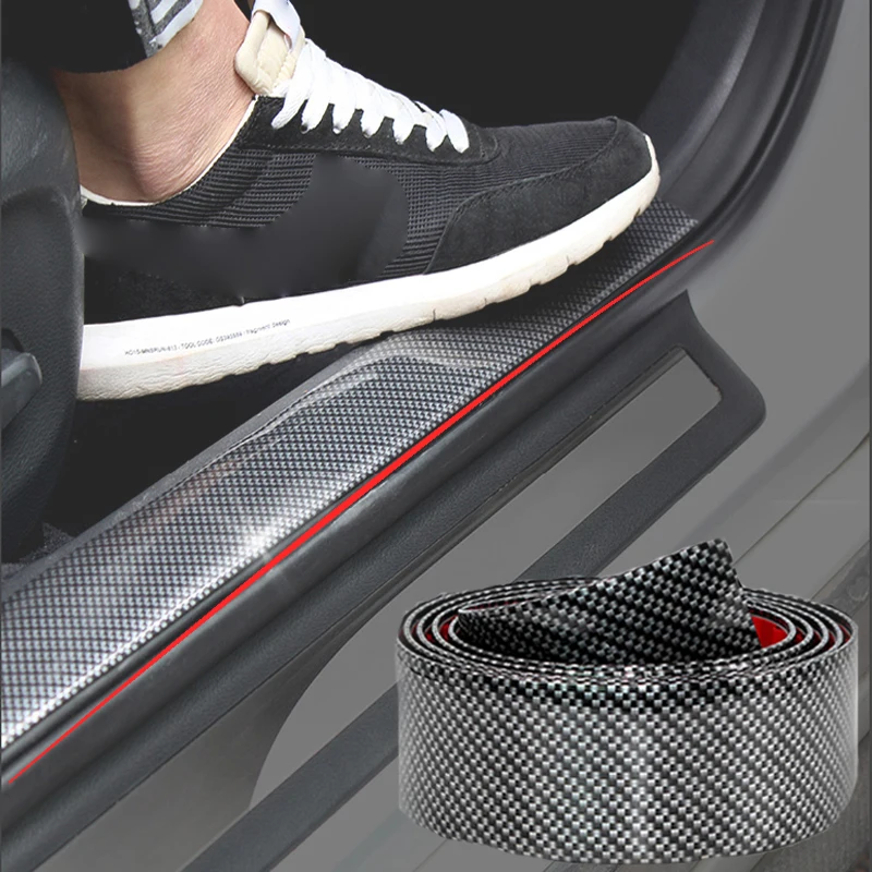 Car Stickers 5D Carbon Fiber Texture Rubber Sticker DIY Tuning Door Sill Protector Trim Strip Vehicle Accessories | Автомобили и
