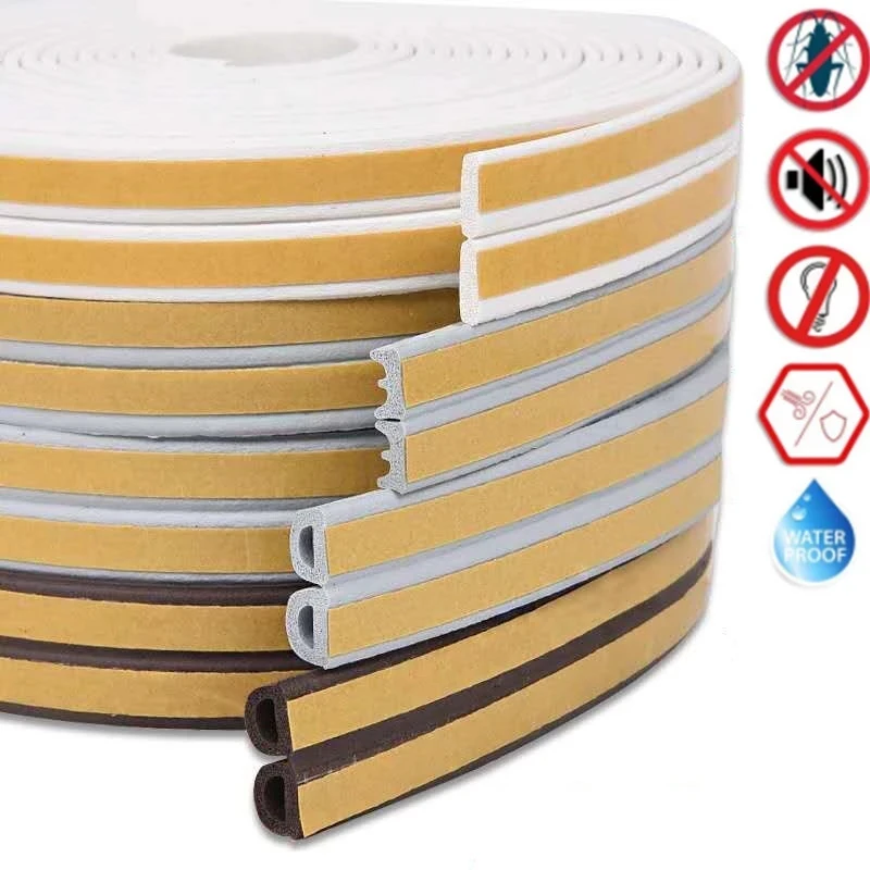 Self-adhesive Door and Window Sealing Strip Glass Window Anti-collision Rubber Strip Foam Sound Insulation 2.5mx2 D/I/P/E,door seal strip,sealing strip tape,window seal strip,sealing tape,rubber seal strip,rubber door weatherstripping,door weatherstripping,sealing strip