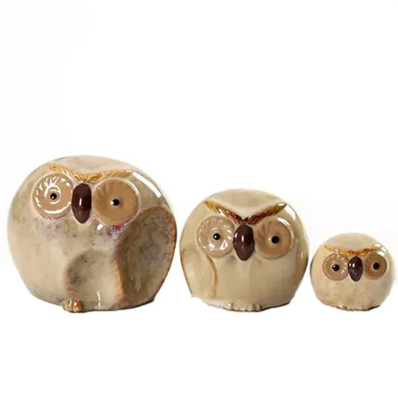 3pcs/set Creative Porcelain Owl Figurines Abstractive Ceramics Mother Father and Baby Statue Decoration Craft Gift AA | Дом и сад
