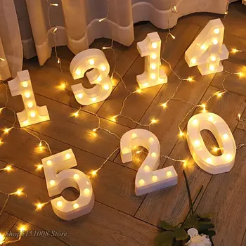 

Modern Glowing Number Night Lights English Letter Battery LED Lamps Romantic Wedding Christmas Party Decoration Lighting Fixture