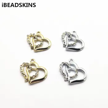 

New arrival! 21x21mm 100pcs Zinc Alloy Rhinestone Heart shape charm for Earrings parts,hand Made Earrings Findings Jewelry DIY
