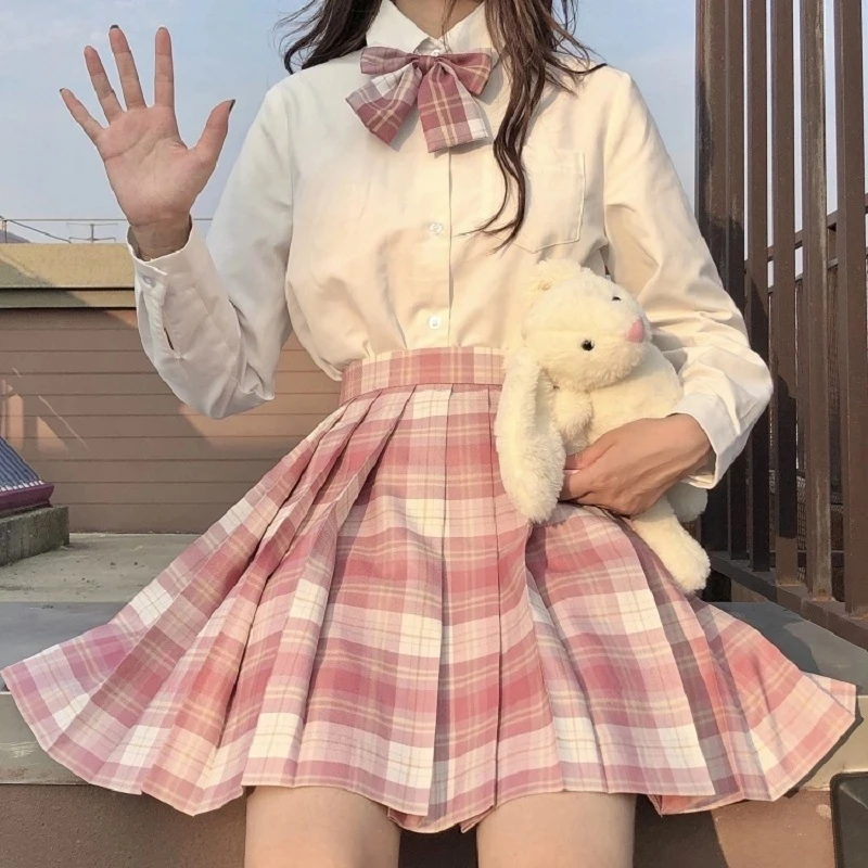 Faldas Pleated-Skirt A-Line Dance Harajuku Sexy JMPRS Girls Plaid Women High-Waist Japan