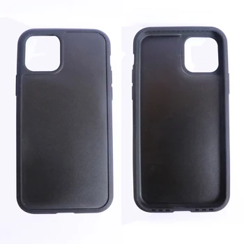 

10pcs Blank Groove Source Material Case For iphone 11 Pro Max Hard PC Back Soft Rubber Frame Cases Black