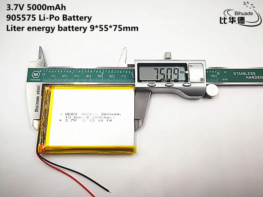 Литровая энергетическая батарея хорошего качества 3,7 в, 5000 мАч 905575 полимерная литий-ионная/литий-ионная батарея для планшетных ПК банка, gps, mp3, mp4
