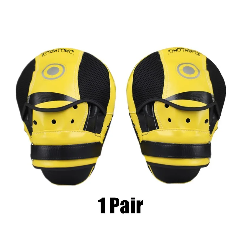 1 Pair-Yellow Лапы боксерские единоборства Боксерские подушечки Муай Тай ПУ ручная мишень Митт фокус для кикбоксинга боевые искусства карат ММА Тренировка ударная площадка оборудование тэквондо - Цвет: 1 Pair-Yellow