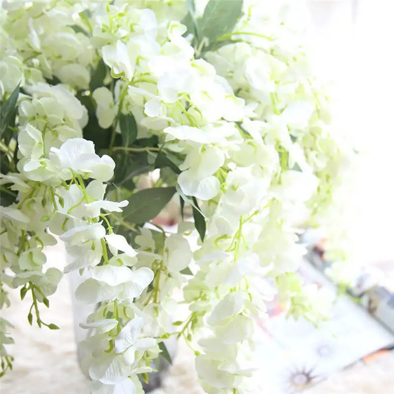 Искусственные цветы para decoracion hogar 39 дюймов искусственный шелк Wisteria поддельные Висячие цветы растение лоза Свадебный декор 661F10