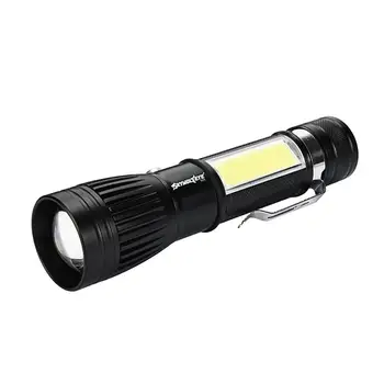 

Portable Zoom Clip Flashlight T6+COB LED Power Pocket Torch Small Waterproof Penlight 4 Modes Zoomable Spotlight Lanter