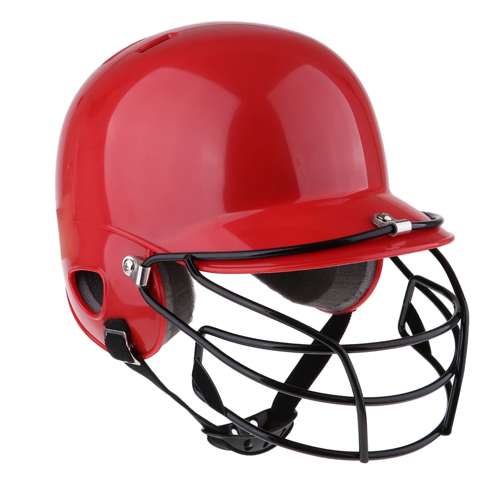 Baseball Batting Helmet Softball Compact Mask Dual Density Impact Head Face Guard with Ear Protector