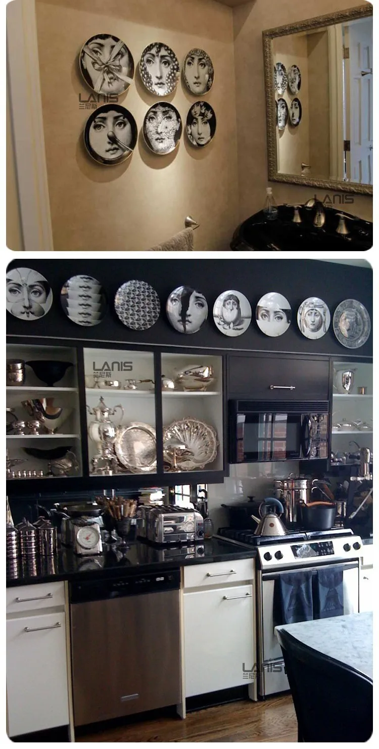 Модный стиль, итальянский дизайнер Fornasetti, декоративные Висячие тарелки, можно найти в моем магазине для дома Dector