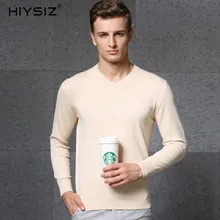 HIYSIZ с v-образным вырезом и длинными рукавами, новые модные однотонные свитера для мужчин, повседневные топы, брендовые уличные осенне-зимние вязаные пуловеры SW071