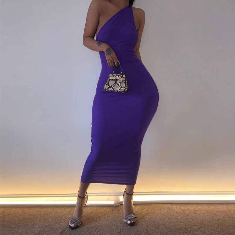 KGFIGU длинное платье макси на одно плечо летнее обтягивающее вязаное фиолетовое vestidos Водонепроницаемая пляжная одежда праздничная одежда