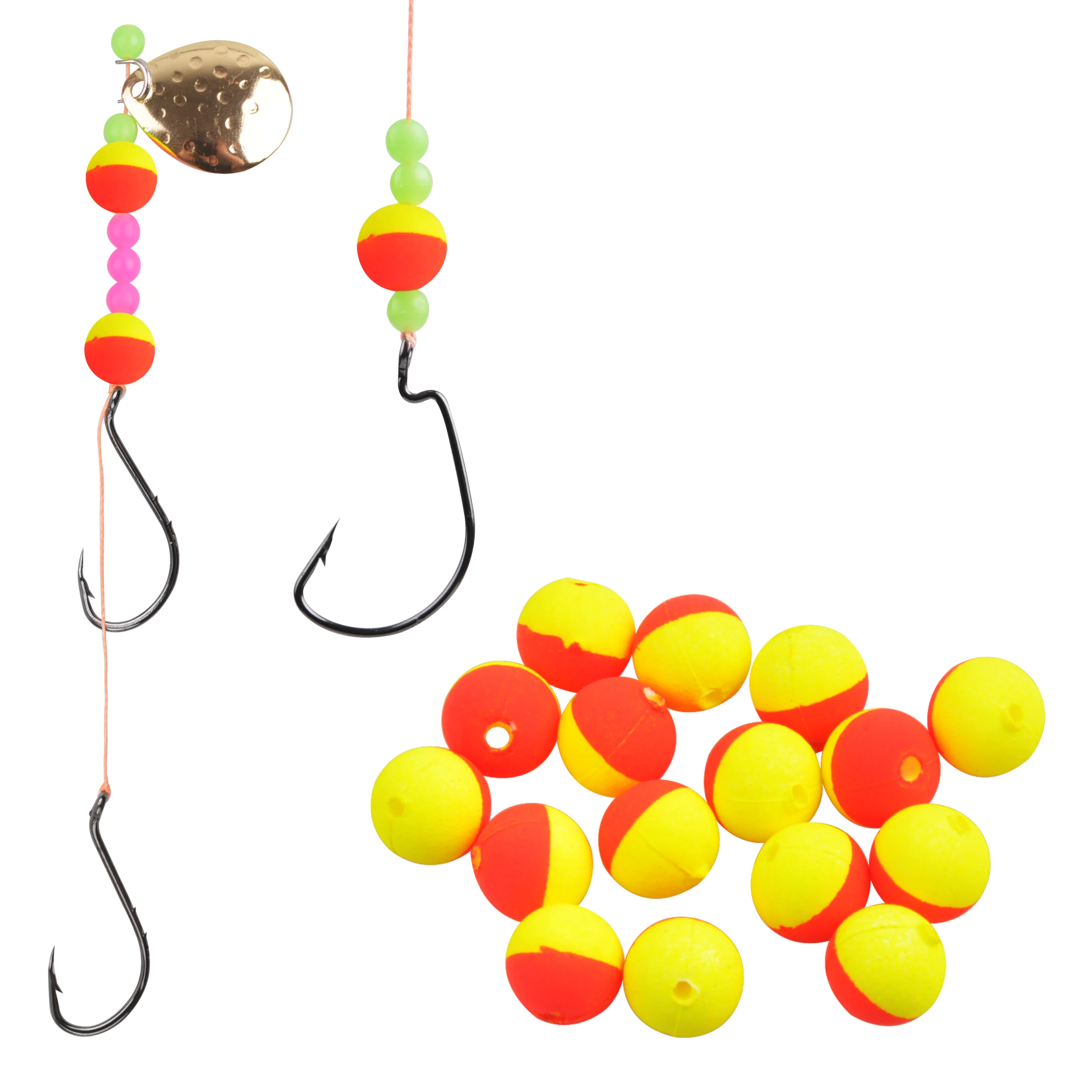 100 Pieces Foam Floats Round Fishing Snell Floats Pompano Rigs Fishing Rig  for Surf Fishing Live Bait Walleye Rig Making