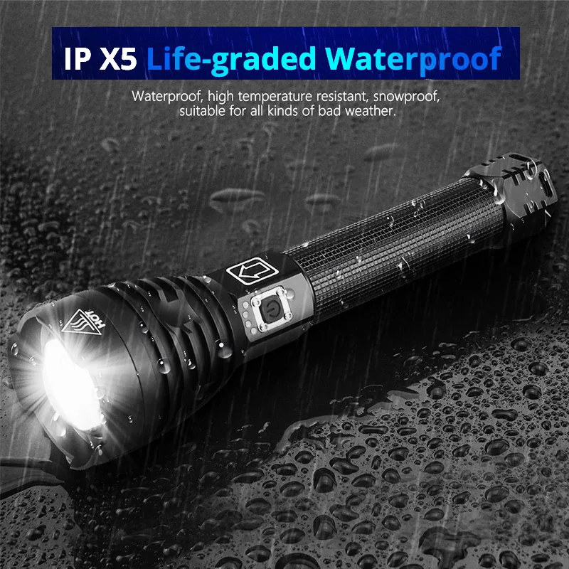 ZK20 350000cd XPH90 LED Powerful Rechargeable Tactical Handled EDC Flashlight cob Bike Camping Underwater Search Portable