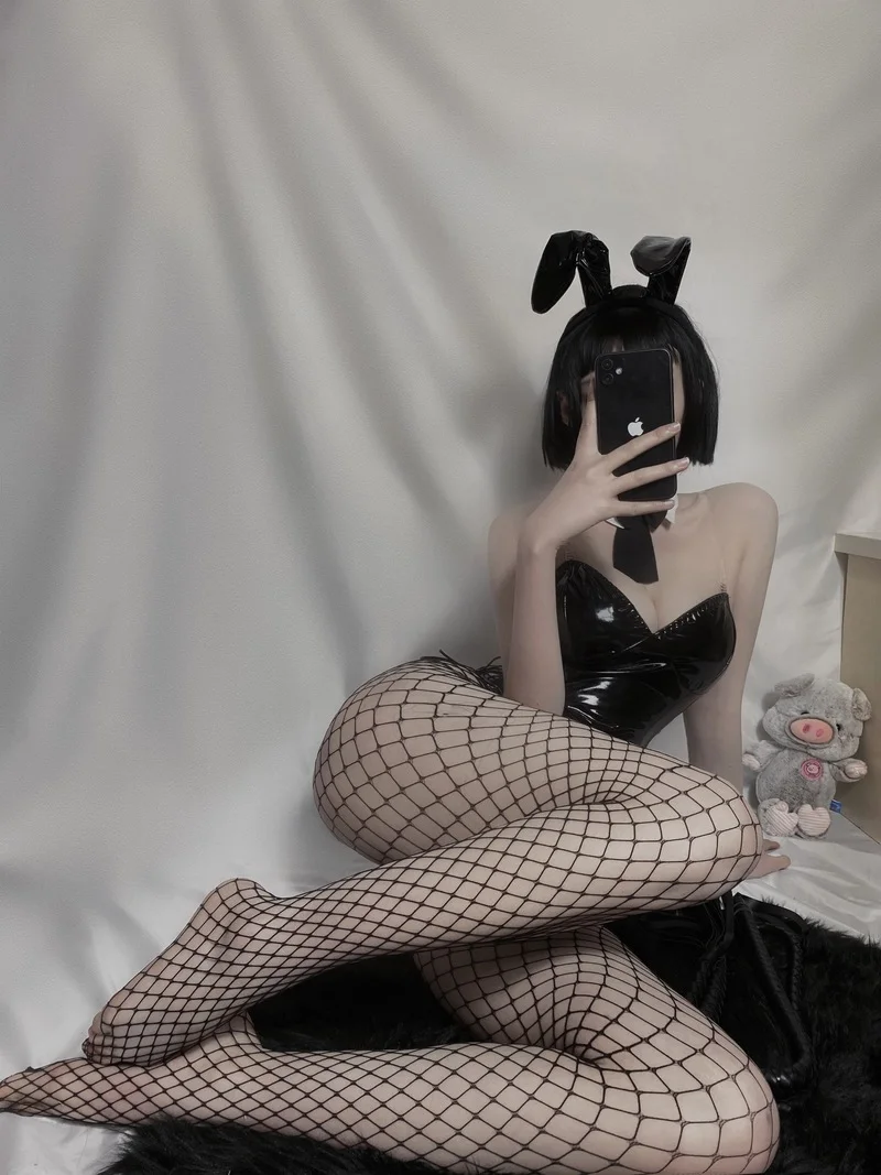 Passion Suit Cute Anime Bunny Girl Cosplay Costumes Halloween Women PU Leather Sexy Jumpsuit Erotic Roleplay Kawaii Lingerie Set