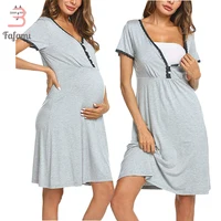 Black Gray Solid Color Maternity Pajamas 1