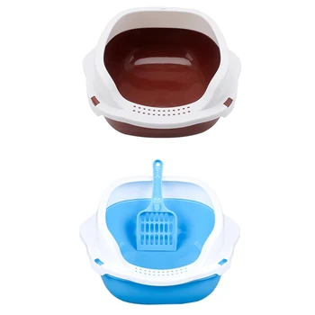 

Large Size Cat Litter Box Semi-Closed Cat Sandbox Toilet for Pet Cat Training Toilet Cat Litter Tray with Litter Shovel Gift