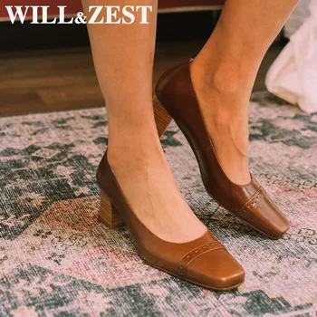 

Will&Zest Pumps Formal Shoes High Medium Heel Women'S Classic Shoes Square Heel Summer Dress 2020 Big Size White Luxury Sandals