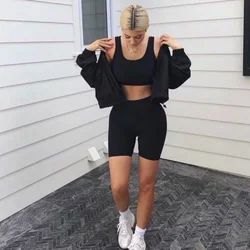 Women's Shorts Shorts Women High Waist Female Motorcycle Shorts Solid Color Fitness Sports Casual Slim Cycling Shorts Summer