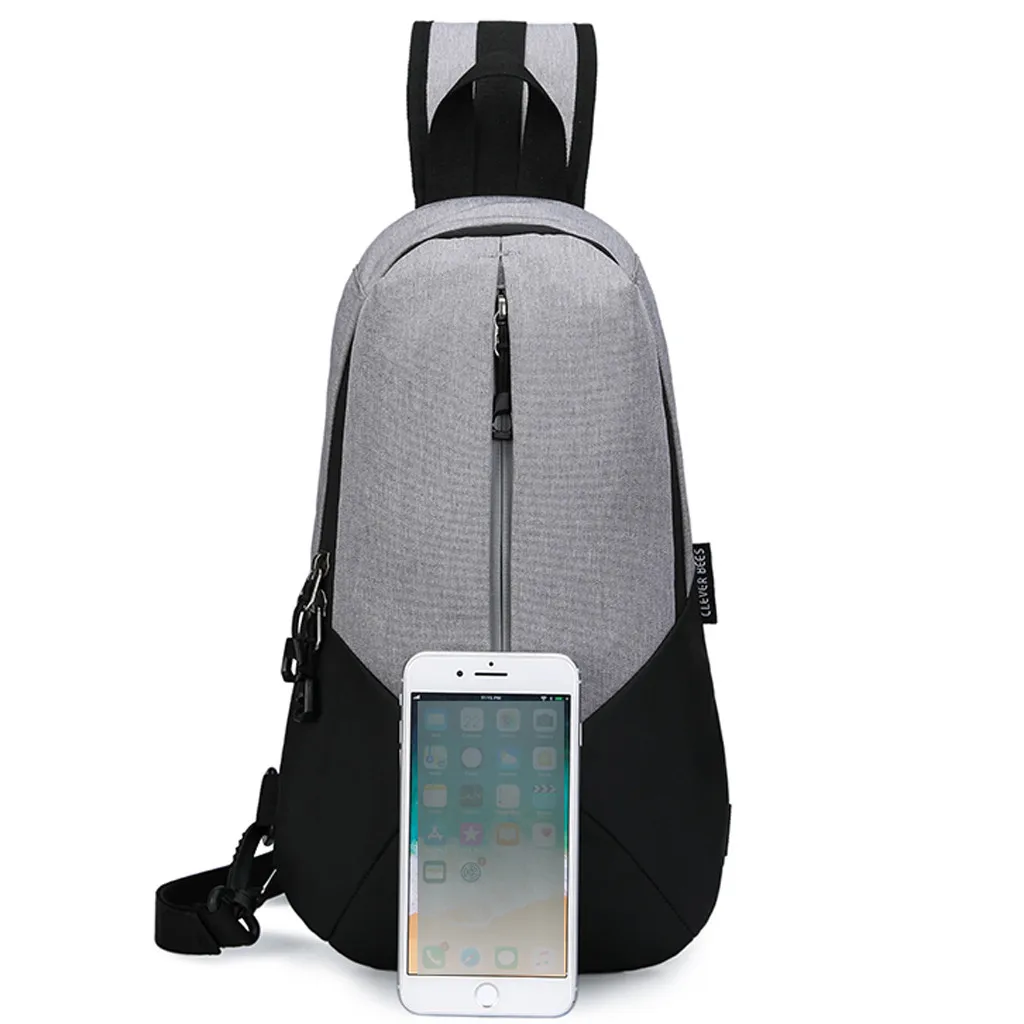 

Novelty Middle zipper Contrast color Men's Bag Simple Leisure Fashion Business Multifunction Messenger Chest Bag bolsa feminina