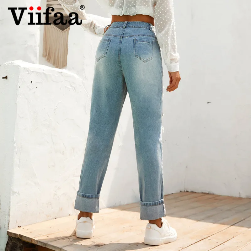 Viifaa Bleach Wash Ripped Straight 