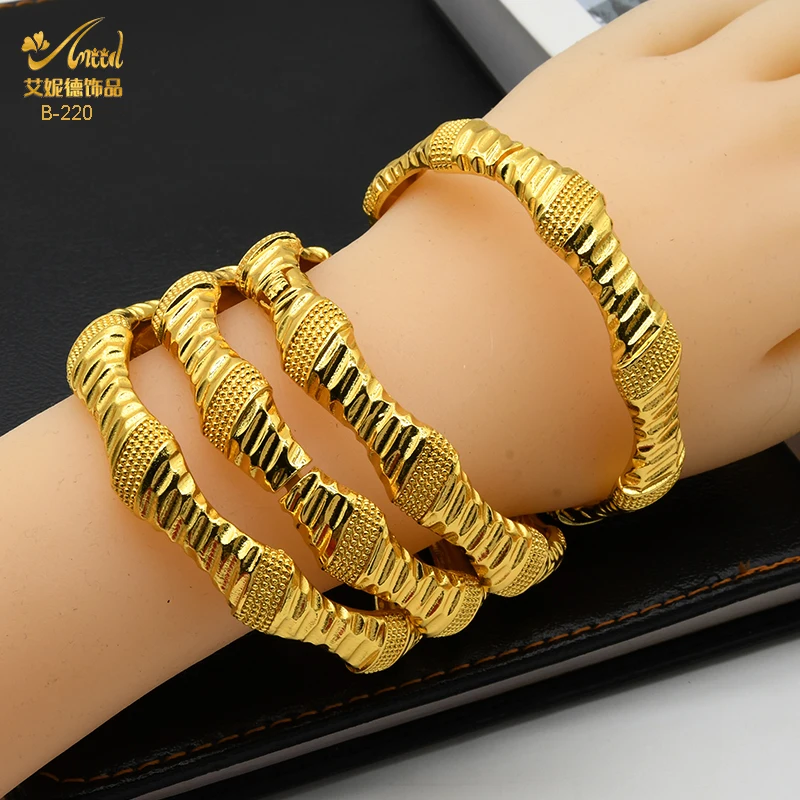 

ANIID African 2022 New Gold Plated Bangle Bracelet For Women Arab Indian Bangle Nigerian Wedding Luxury Jewelry Gifts