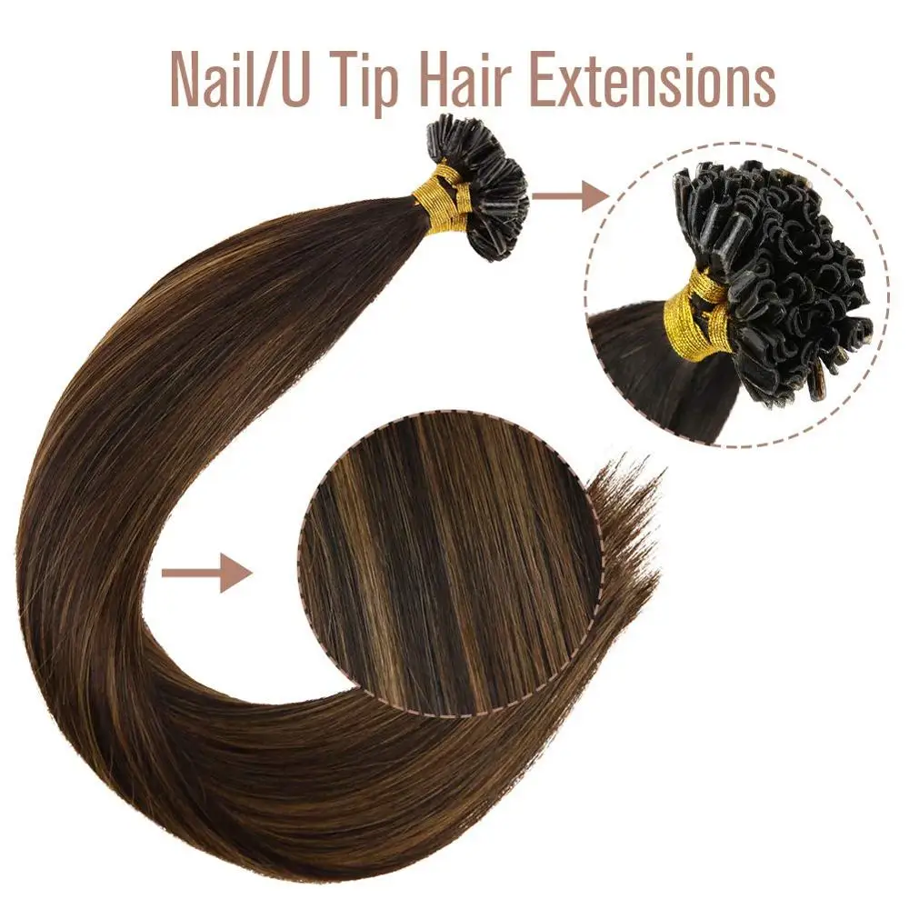

VeSunny Pre Bonded Keratin U tip Hair Extensions 100% Real Human Hair 1gr/strand 50gr per set 14-24 inches