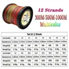 12 Strands Braided Fishing Line 300mm 500m PE Multifilament Multicolor Line Super Strong Japan Fish Line Saltwater Fishing Wire 5