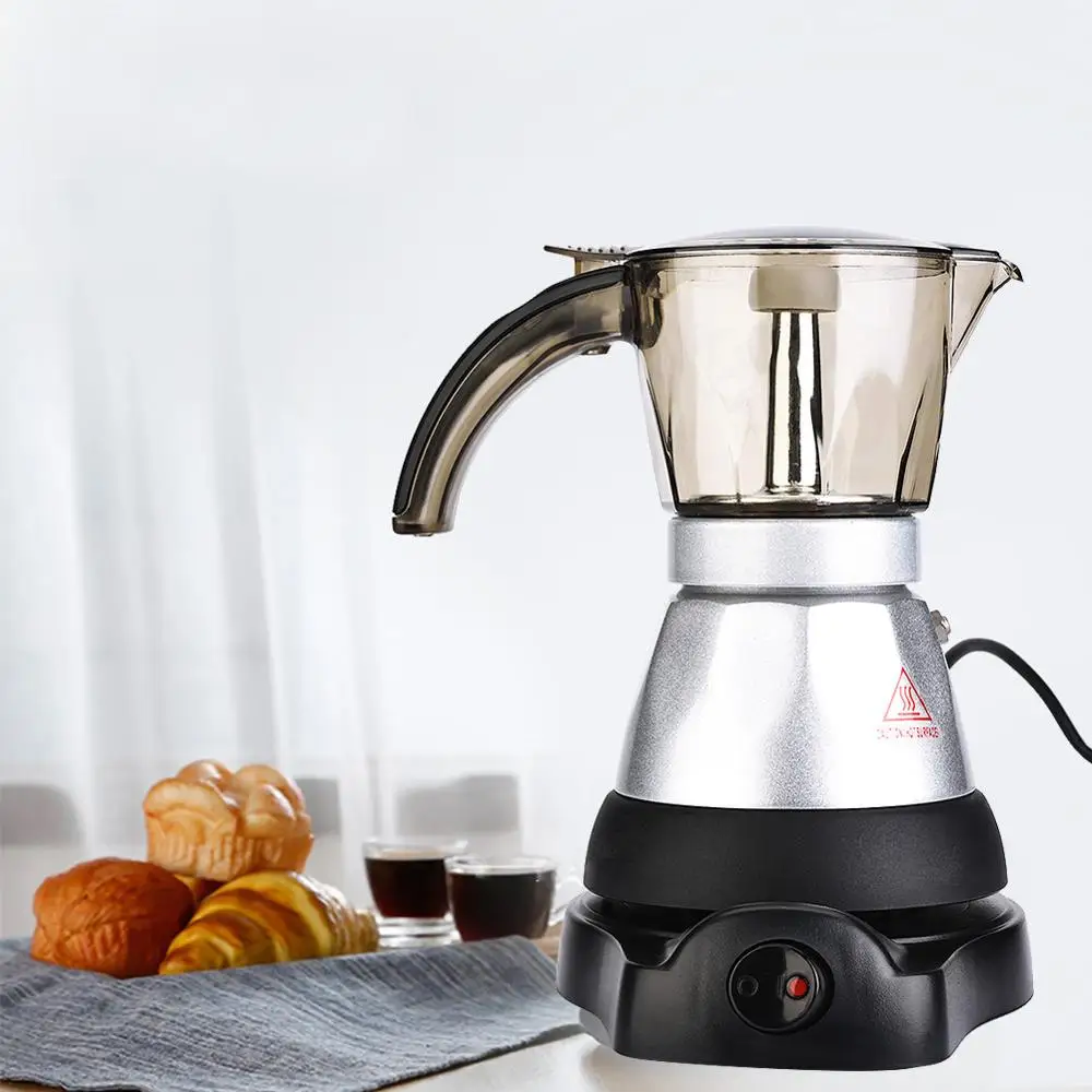 3 to 6 Cup Maker Electric Italian Coffee Top Pot Percolators Tool Filter Cartridge EU Plug Aluminium 220V