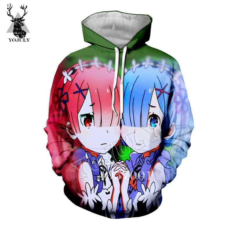 9 YOJULY аниме 3D печать Re: zero Твин горничной рам и рем 3D печать Harajuku толстовка с капюшоном унисекс модный Женский Повседневный пуловер, свитер Y398 - Цвет: 9