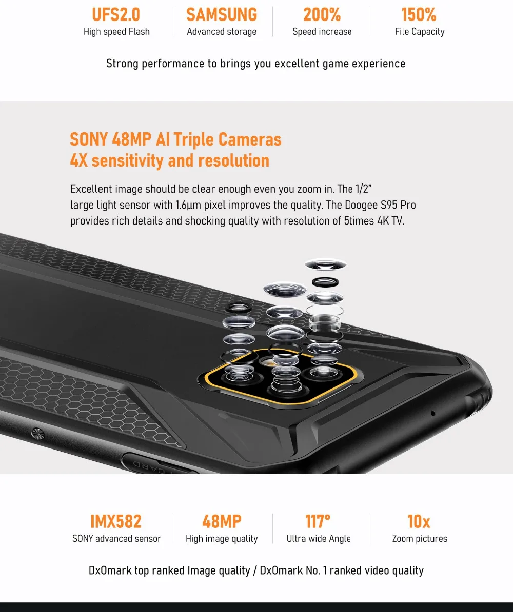 DOOGEE S95 Pro 8GB 128GB Android 9,0 IP68/IP69K Helio P90 смартфон NFC 6,3 ''Восьмиядерный 5150mAh 48MP Тройная камера 4G телефон