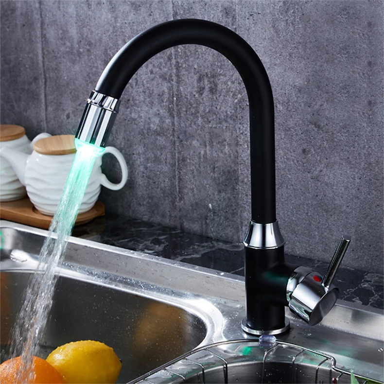 LED Faucet with RGB Temperature Control Changing The LED Light of The Faucet Water Tap of The Kitchen Bathroom No Need Battery