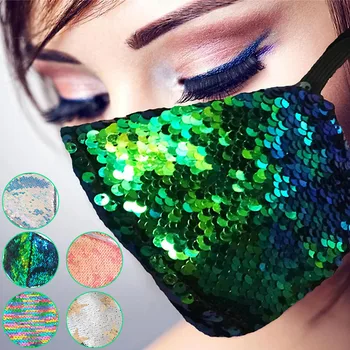 

Fashion Sexy Sequins Warm And Colorful Personalized Cotton Breathable Mask Face Mask Cloth Face Mouth Mask Mouth Cover Washable
