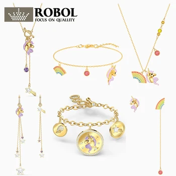 

High quality original swa unicorn series bracelet necklace earrings fashion set luxury ladies jewelry gift free shipping