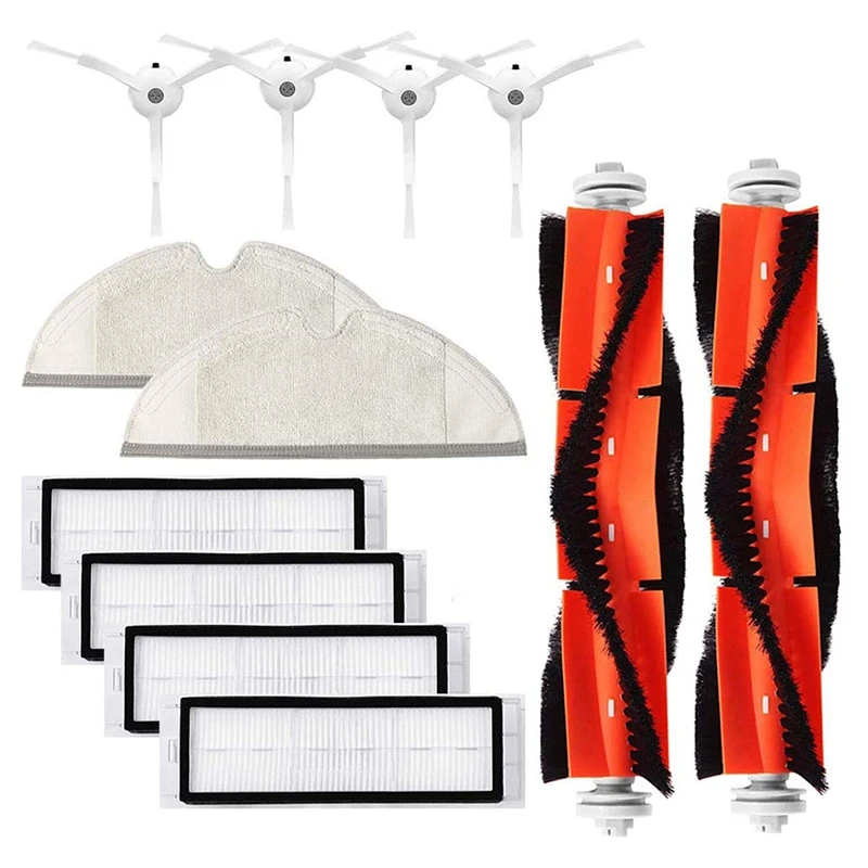 

Replacement Accessories Kit for Xiaomi Roborock S5 S50 S51 C10 E25 E20 E35 Pack of 2 Main Brush, 4 Hepa Filters, 4 Side Brushes