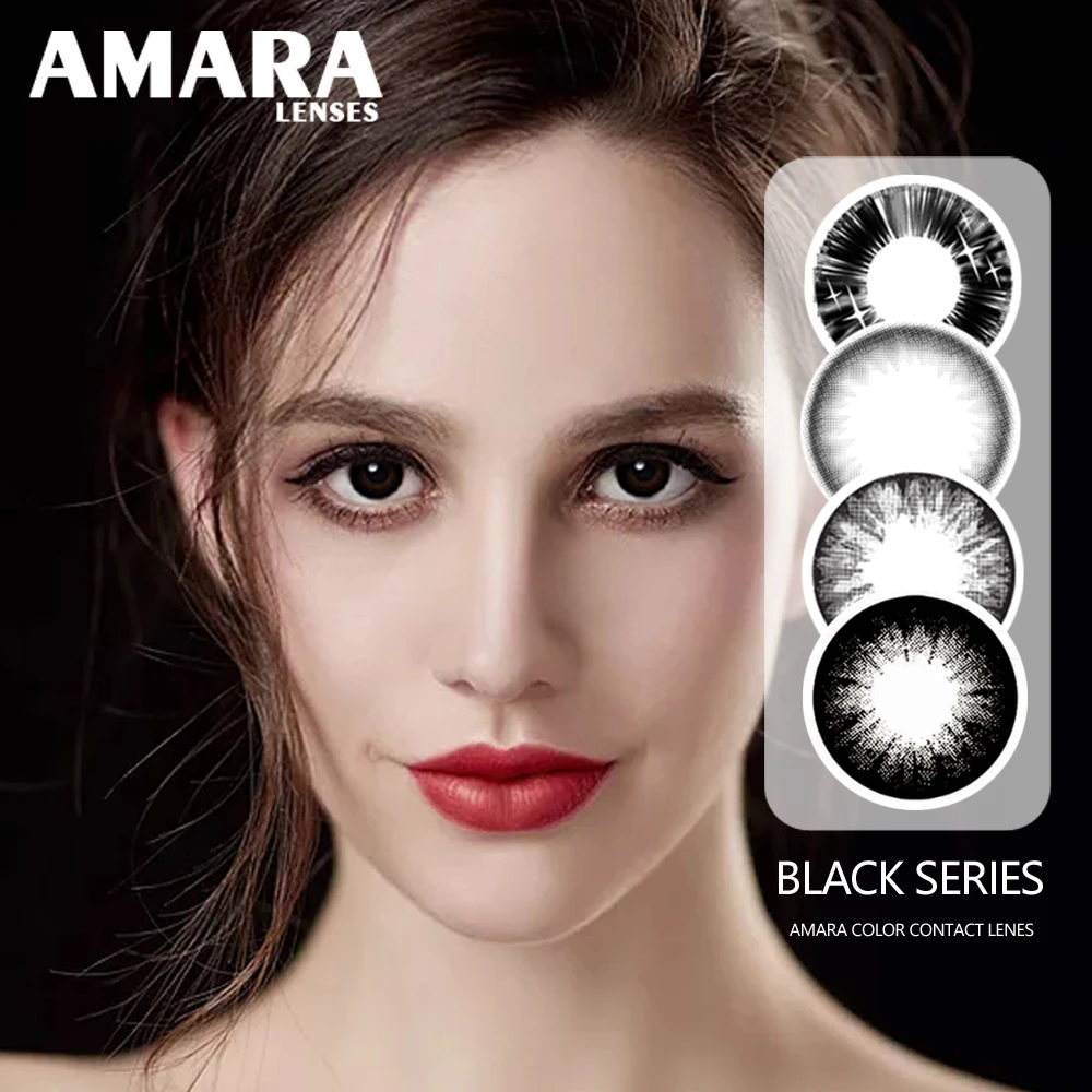 AMARA-lentillas cosméticas, lentillas de colores para ojos, bonitas, serie negra, 1 par