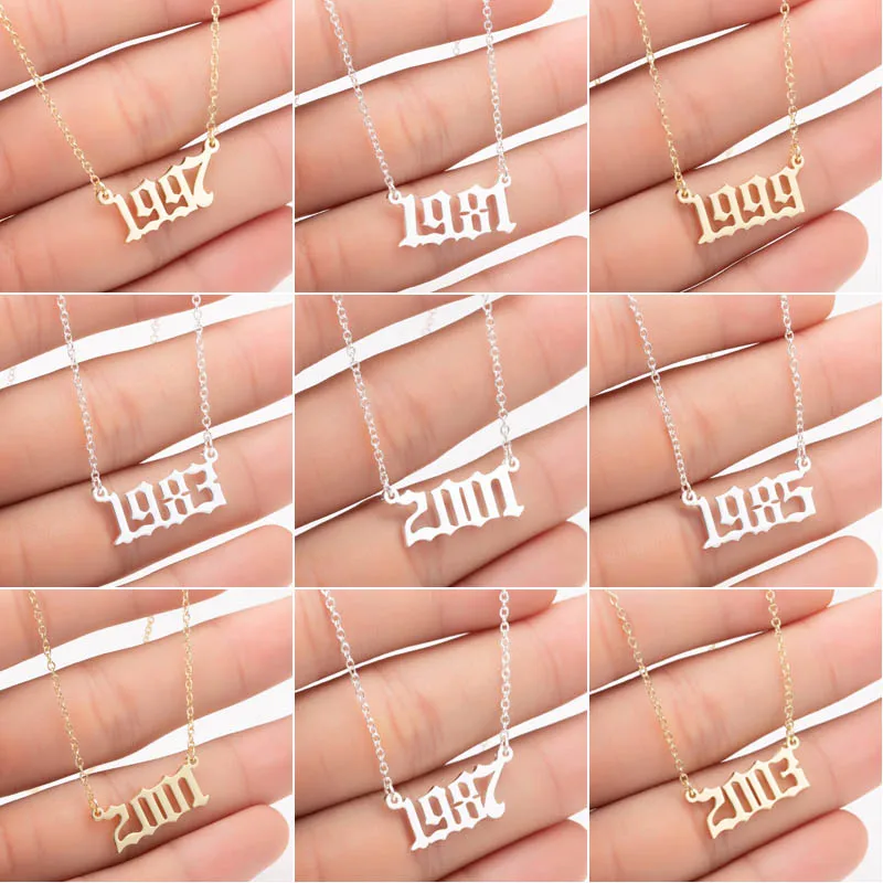 

SMJEL Personalized Year Number Necklaces for Women Custom Year 1983 1995 1996 1997 2019 Birthday Gift Family Numbers Collier