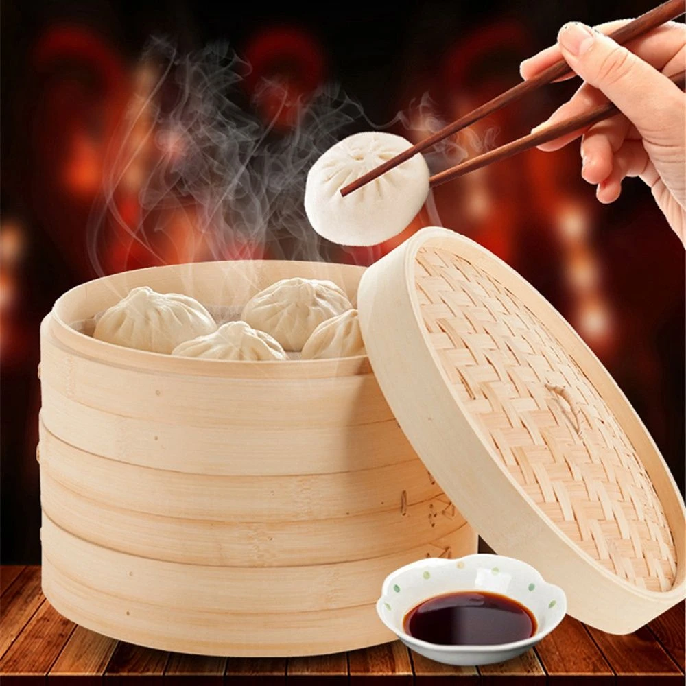 Incentivo va a decidir Plausible Vaporera china de bambú con tapa, utensilio de cocina, accesorios,  10/15/20cm|Ollas de vapor| - AliExpress