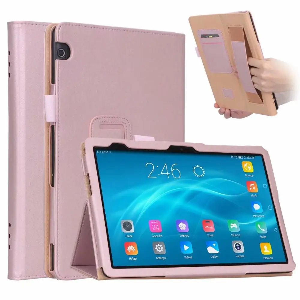Rose Gold Чехол для планшета из искусственной кожи для huawei MediaPad T5 10 AGS2-L09/L03/W09/W19 10,1 дюймов чехол для планшета Funda+ ручка - Цвет: Rose Gold