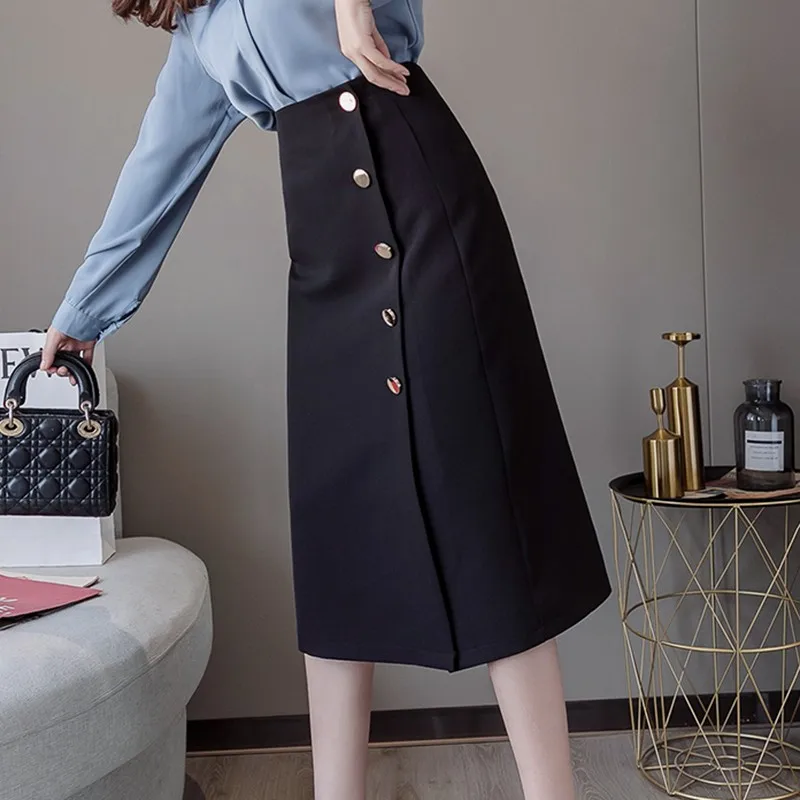 Faldas Largas Elegantes Para Mujer, Falda Acampanada De Cintura Alta, Oficina, Primavera, 2022 - Faldas -