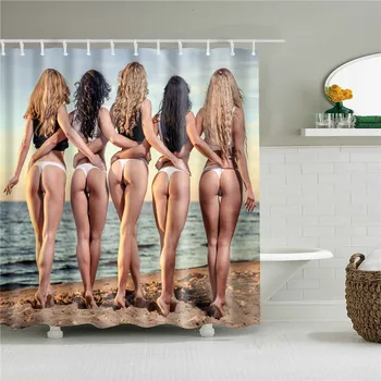 

Woman Printed Shower Curtains Bathroom Curtain Fabric Funny Waterproof Macrame Screen Home Decor with Hanging Ring