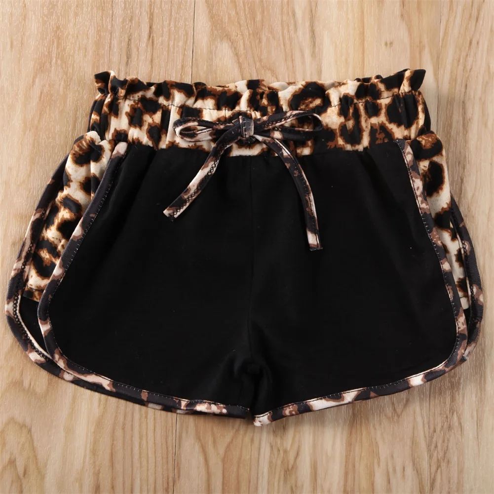 Г. От 1 до 6 лет летней одежды для малышей леопардовая футболка с короткими рукавами для маленьких девочек комплект одежды из 2 предметов с короткими штанами