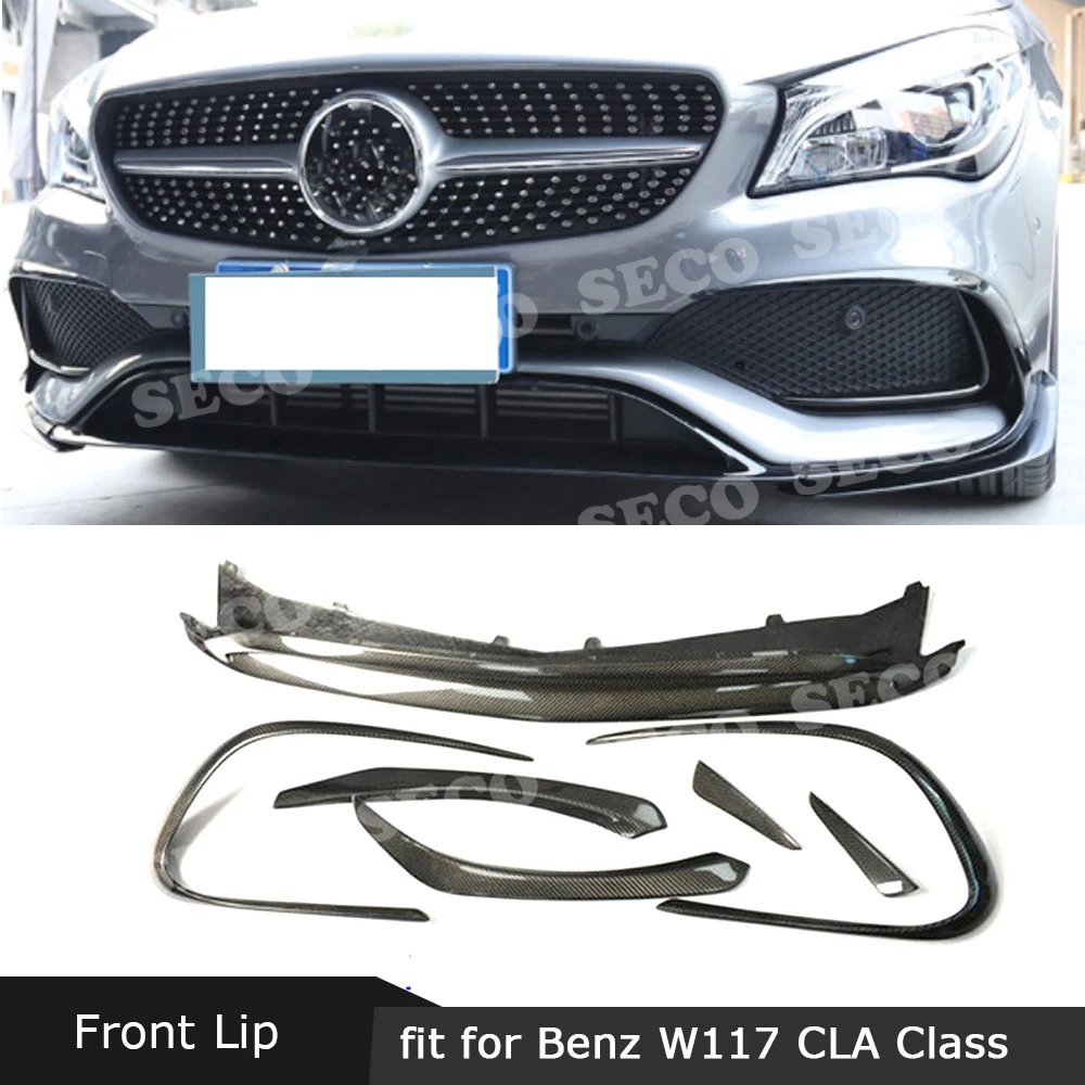 Передний бампер для Mercedes Benz CLA Class W117 CLA45 AMG 2016 2019 углеродное волокно/АБС спойлер