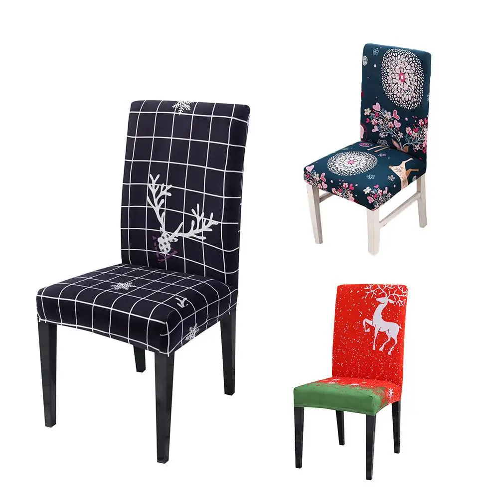 

Floral Print Chair Cover Removable Chair Cover Christmas Flowers Painting Stool Seat Slipcover For Hotels Weddings Dinners Decor