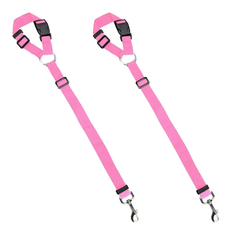 Pink 2 шт. поводок для собак, кольцо, безопасная веревка, эластичный поводок для дрессировки собак, автомобильный ремень безопасности, поводок для прогулок для собак - Цвет: Pink